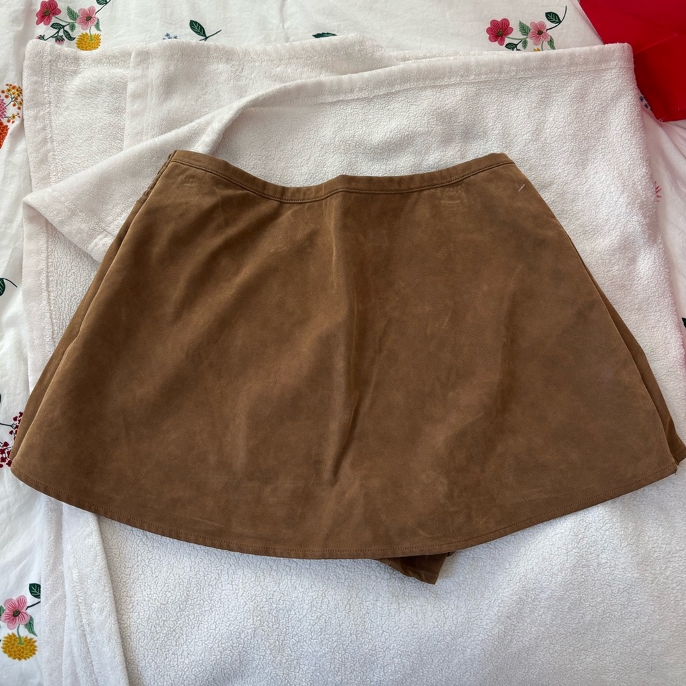 Free People Faux Suede Tan Mini Skirt
